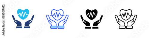 Health Insurance Multi Style Icon Set Vector 