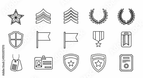 Military and Security Icons Set.
