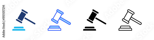 Auction Multi Style Icon Set Vector 