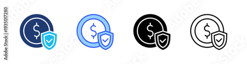 Financial Protection Multi Style Icon Set Vector 