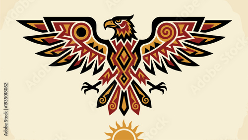 Tribal Eagle Art Illustration - Indigenous Cultural Symbol Design