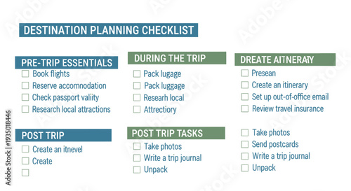 Destination Planning Checklist for Travel and Vacation Organization