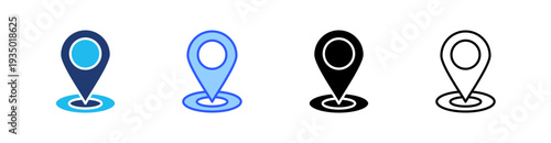Location Multi Style Icon Set Vector 
