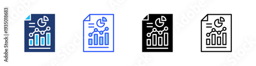 Analytics Report Multi Style Icon Set Vector 