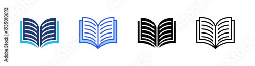 Book Multi Style Icon Set Vector 