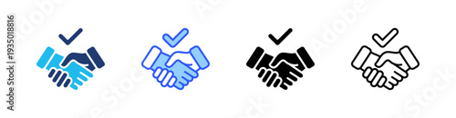 Shake Hands Multi Style Icon Set Vector 