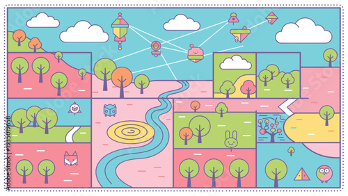 Flat Design Landscape Illustration for Website Banner & Social Media Graphics