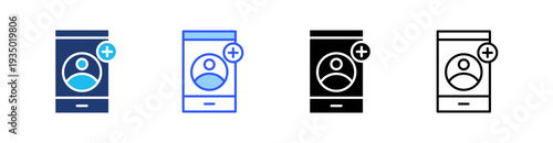 Add Friend Multi Style Icon Set Vector 