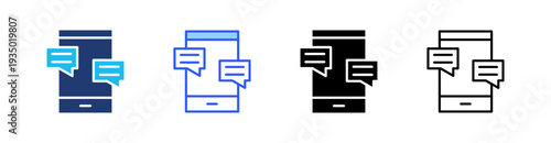 Chat Multi Style Icon Set Vector 