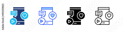 Social Media Multi Style Icon Set Vector 