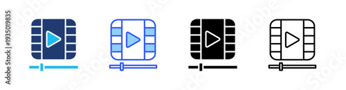 Video Multi Style Icon Set Vector 