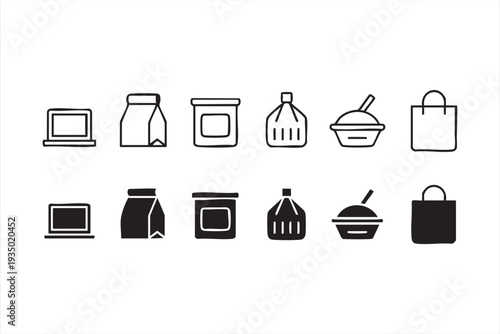 Shopping retail and ecommerce line icon set for online store interfaces