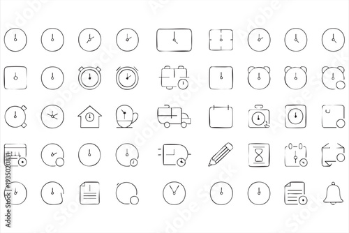Workflow timing and appointment icon set for digital planners