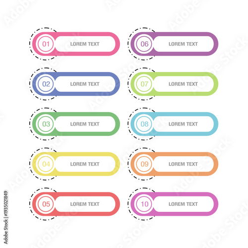 Number count illustration with colorful infographic element template design for business in vector with flat origami style.