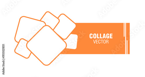 New style template of photo album collage with rounded square shapes, photo frame collage in vector frame for clipping mask photo.