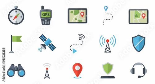 Collection of Navigation and Communication Icons.
