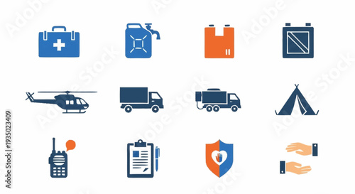 Emergency Response and Rescue Icons Set.