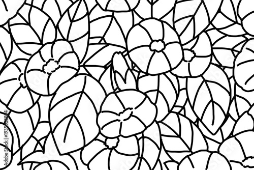Bold black drawing line flower, vector 