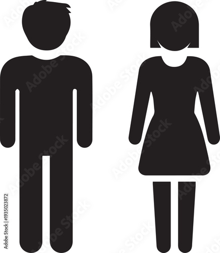 Black silhouette people standing together representing unity, identity, and modern society isolated on white background