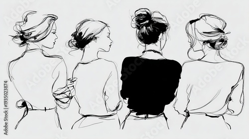 minimalist fashion line drawing designed as wall art, balanced composition, elegant proportions, modern outfit concept, black ink lines on white background