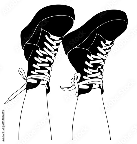 Casual Lace Up Sneakers on Female Feet, Relaxed Everyday Street Fashion with Sporty Feminine Attitude