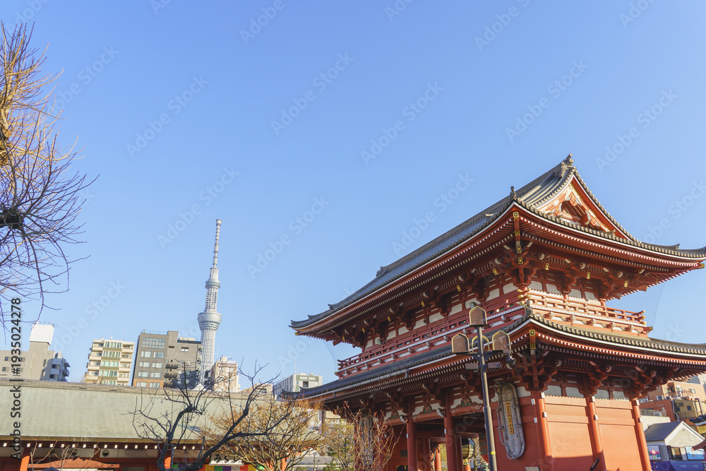 Fototapeta premium 日本の観光地【東京都】浅草寺・宝蔵門