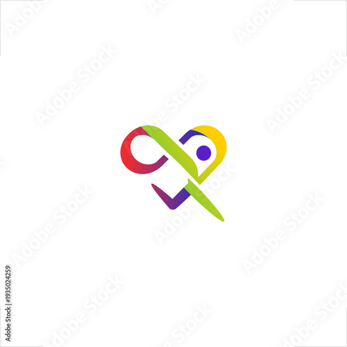 Colorful infinity heart symbol representing endless love, care, and community support. Modern flat vector logo for charity, healthcare, nonprofit, wellness, and foundation branding identity