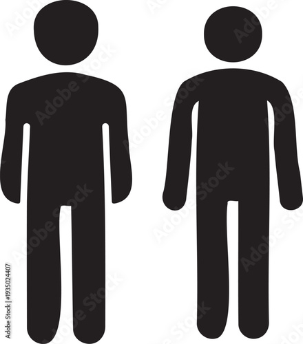 Black silhouette people standing together representing unity, identity, and modern society isolated on white background