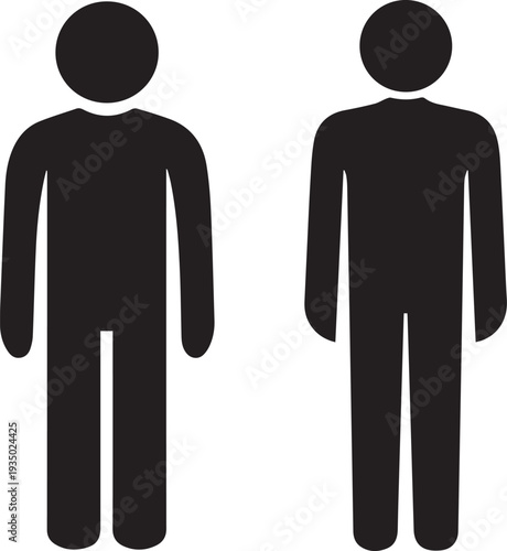 Black silhouette people standing together representing unity, identity, and modern society isolated on white background