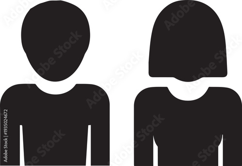 Black silhouette people standing together representing unity, identity, and modern society isolated on white background