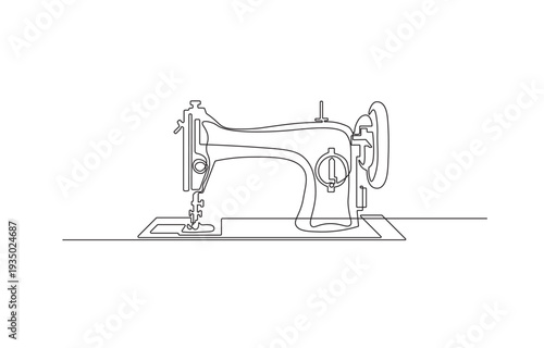 Simple black and white line drawing of a sewing machine