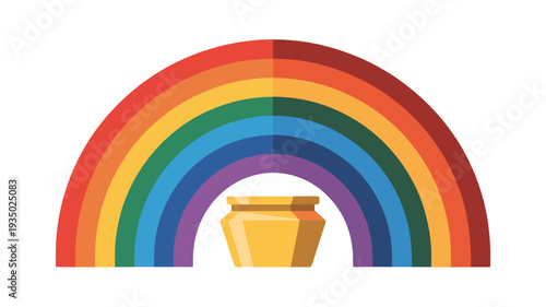 Rainbow and golden pot, symbolizing luck and treasure.