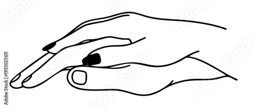 Contour Drawing of Woman Hand Resting on Man Hand Showing Care, Support and Long Term Relationship Gesture