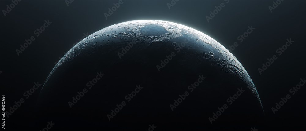 Obraz premium Waxing Crescent Moon with Dramatic Terminator Crater Detail