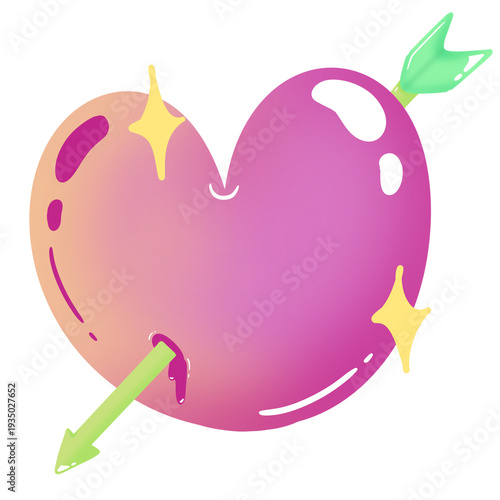 Y2K Heart with Cupid Arrow