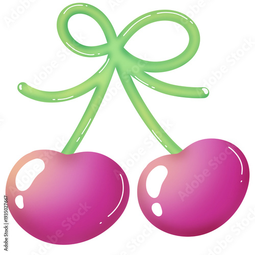Glossy Pink Y2K Cherry Sticker