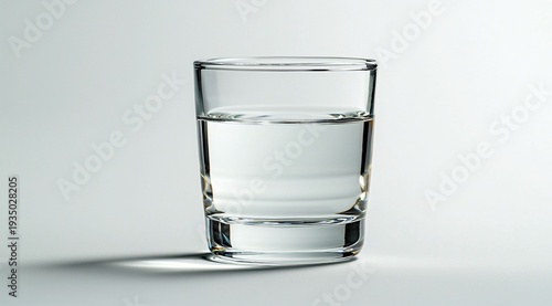 Clear glass filled with fresh water on a minimalistic background