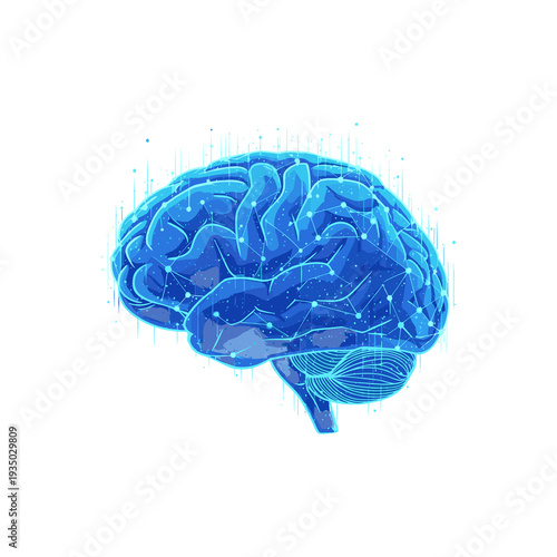 Highly detailed 3d rendering of a human brain isolated on transparent background
