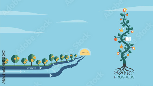 Business Growth Vector: Success, Investment, Progress & Future Concepts