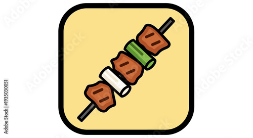 Kebab Skewer Icon: Grilled Meat and Vegetables