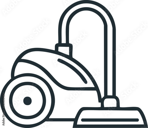 minimal line icon of vacuum cleaner, simple outline, black and white, icon style