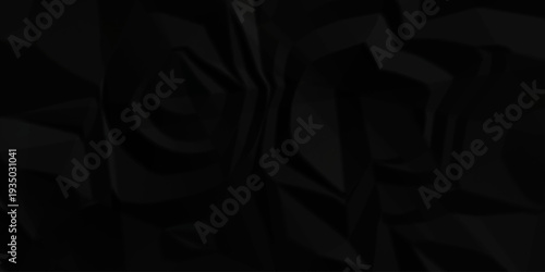 Dark black crumpled paper texture background. black crumpled and top view textures can be used for background of text or any contents.