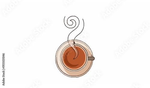 Stylish Teacup with Steam Rising Vector Illustration of Hot Beverage