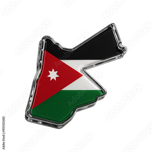 jordan 3d glass map icon with national flag colors for design