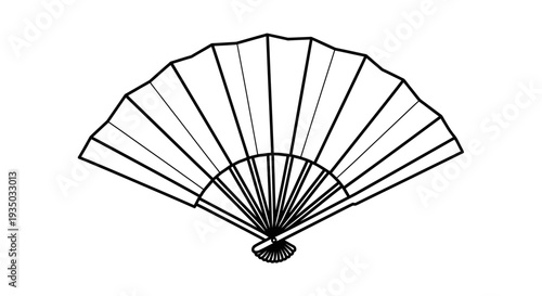 Handheld Folding Fan Outline Icon