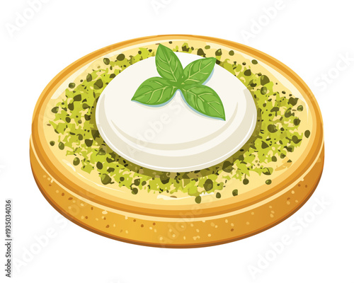 Gourmet bruschetta with diced tomatoes and fresh herbs for elegant cocktail party catering food menu graphic - Vector Illustration