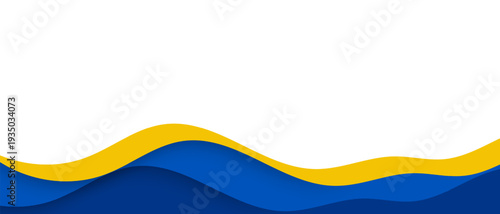 Abstract blue and yellow layered wave background. Modern abstract background with overlapping blue curves and bold yellow ribbon accent perfect for posters, social media graphics, and print layouts.