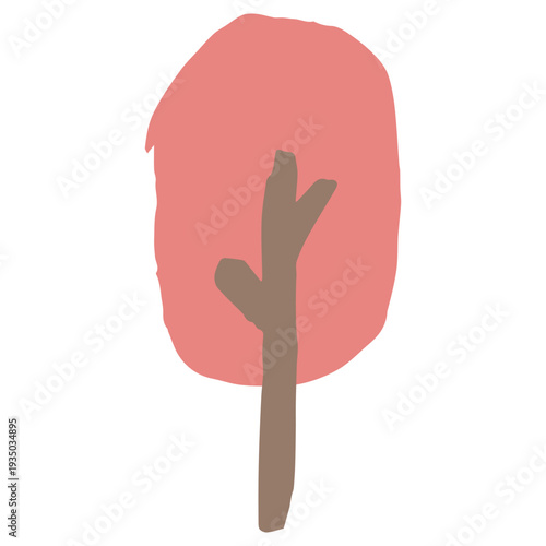 秋の訪れを感じる紅葉した木のイラスト 9月の園だよりに使いやすいシンプル手描き素材シリーズ