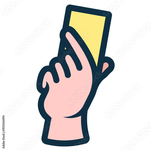 referee hand holding penalty yellow card icon
