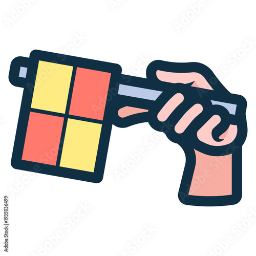 referee hand holding offside flag icon